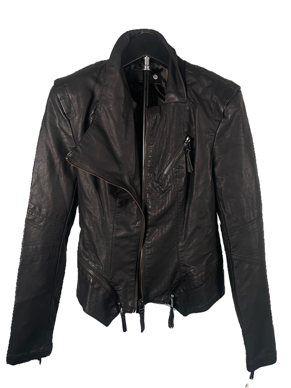 Blank NYC Black Leather Asymmetric Moto Jacket